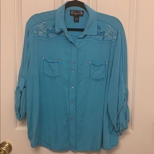 Blue Western Style Blouse